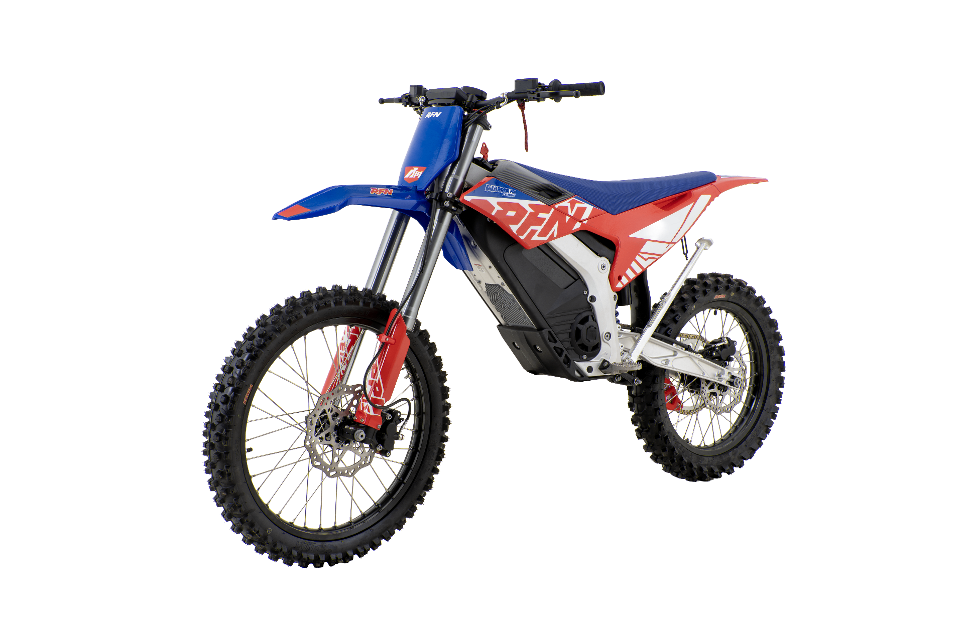 RFN Warrior Pro SX-E15 Plus — render 3/4 z przodu z prawej, flagowy elektryczny cross RFN